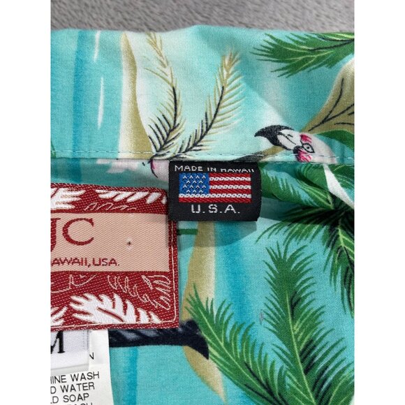 RJC Hawaiian Flamingo Shirt Mens M Made In Hawaii USA Tropical Casual Florida - Picture 4 of 9